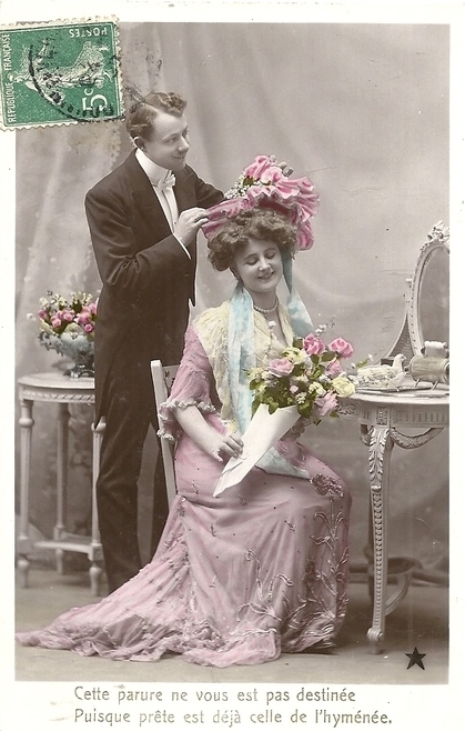 carte postale ancienne couple 1910