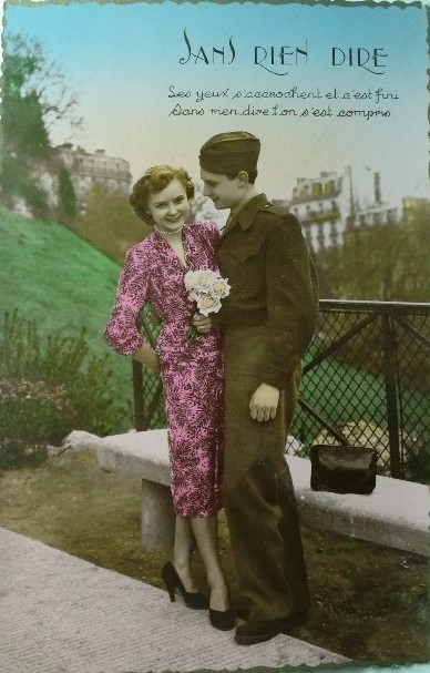 carte postale ancienne couple 1940