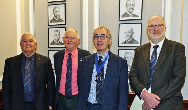 Dr Andrew Telfer Brunton FRPSL, Bob Medland FRPSL, Simon Richards FRPSL, President of the Royal Philatelic Society London, and Dr Ian Pinwill FRPSL.