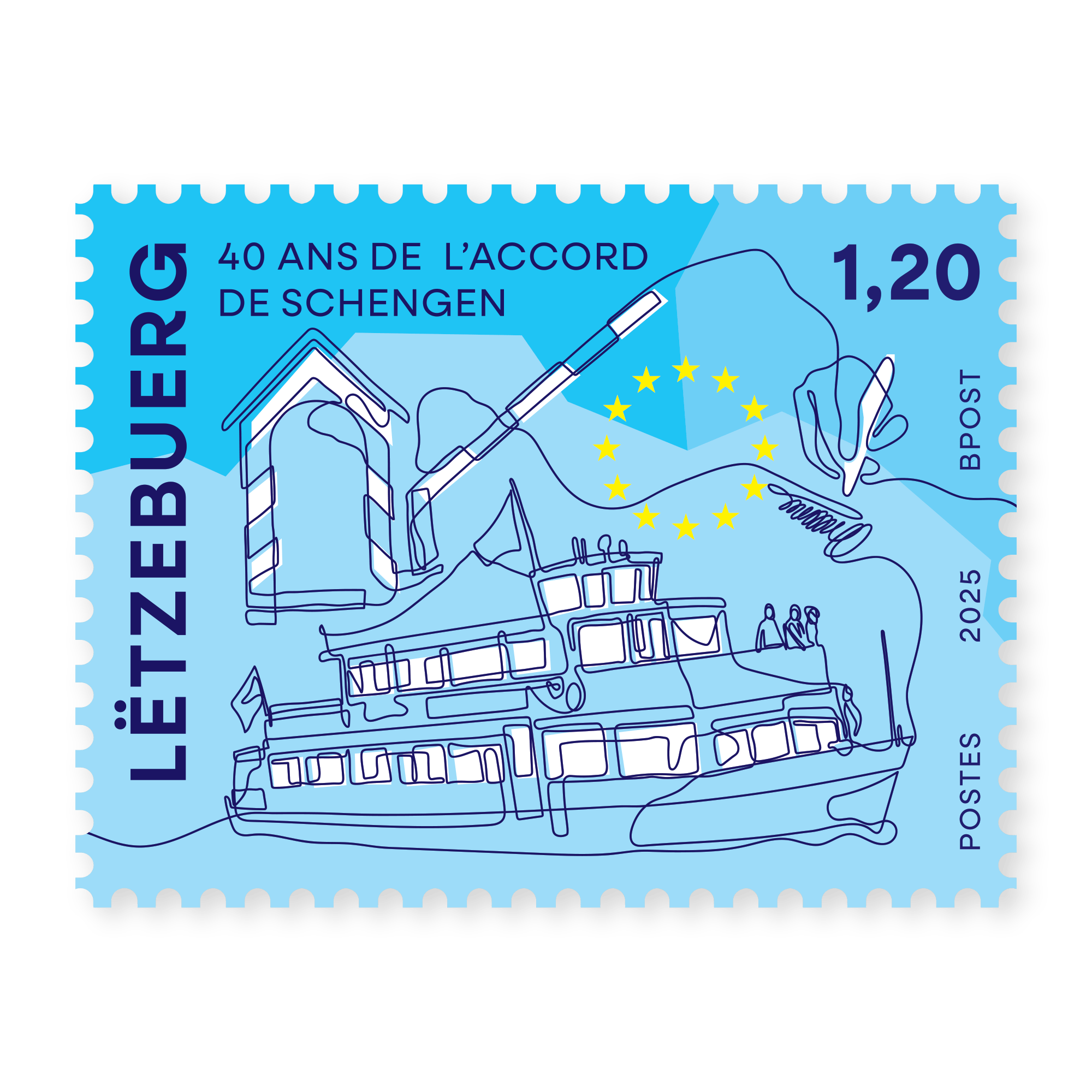 Timbre 40 Ans De L'accord De Schengen