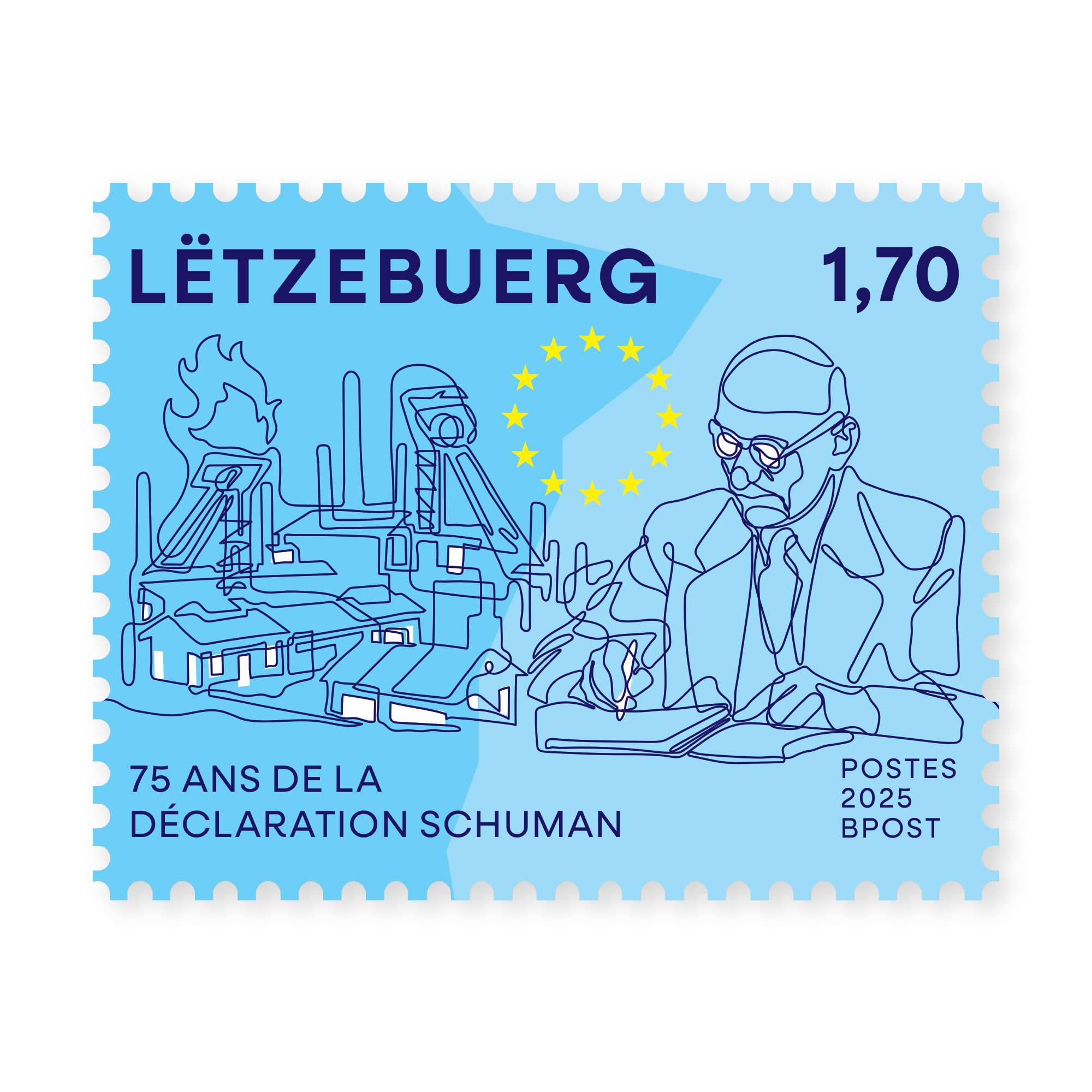 Timbre 75 Ans De La Déclaration Schuman