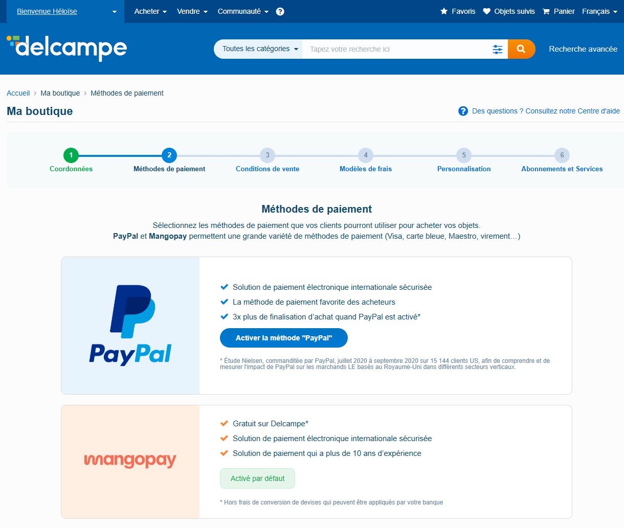 Configuration Boutique Etape 2 Methodes De Paiement