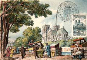 Carte Postale Maximum de Notre-Dame de Paris: Les Bouquinistes