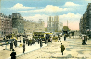 Carte Postale Animée de Notre-Dame de Paris et la Place Saint-Michel